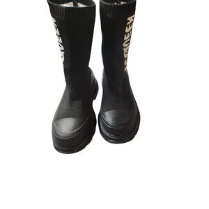Alexander McQueen Tread Logo Sock Sneaker Black SIZE 40